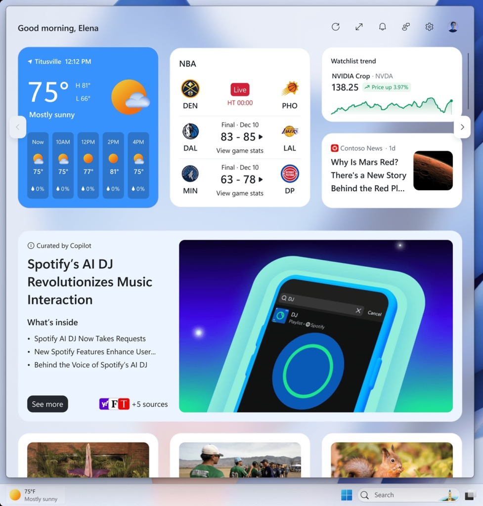 Novi pametni raspored widgeta u Windows 11 zahvaljujući Copilotu